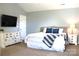 Relaxing bedroom featuring a comfortable bed, decorative pillows, and stylish furniture at 3092 S Legacy Park Blvd, Fort Mill, SC 29707
