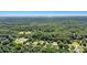 An aerial view of the property nestled in a heavily wooded area with surrounding homes and greenery at 4905 Grassy Creek Rd, Denver, NC 28037