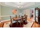 Elegant dining room with wood floors, chandelier, and views to the kitchen at 6309 Chamar Cir, Kannapolis, NC 28081