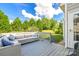 Relaxing deck with cushioned outdoor seating and a beautiful backyard view at 7737 Pleasant Valley Dr, Harrisburg, NC 28075