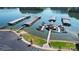 Aerial view of a marina with boat slips and docks, providing convenient access to the water at 101 Cross Current Ln, Belmont, NC 28012