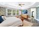 Bright bedroom featuring a TV, large windows, and hardwood floors providing ample natural light at 101 Cross Current Ln, Belmont, NC 28012