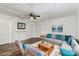 Cozy staged living room featuring modern furniture, decorative fireplace, and stylish flooring at 1224 Hollywood Ter, Albemarle, NC 28001