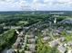 An aerial view showing the neighborhood with community pool with location callouts for community pool and Uptown Charlotte at 16016 Reynolds Dr, Fort Mill, SC 29707