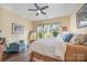 Bedroom with hardwood floors and a comfortable bed, providing a relaxing and inviting space at 16260 Raven Crest Dr, Indian Land, SC 29707