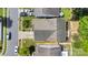 Straight down aerial view of the house showing roof, landscaping and cars out front at 2926 Royal Fern Ln, Charlotte, NC 28215