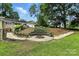 Backyard fire pit, tiered garden, and mature trees at 3127 N Center St, Hickory, NC 28601