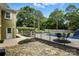 Backyard features a fenced in pool and stone patio at 3127 N Center St, Hickory, NC 28601