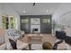 Beautiful living room with a fireplace, large windows, and stylish furniture at 3945 Plainview Rd, Charlotte, NC 28208