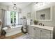 Bright bathroom featuring a free-standing tub, modern vanity, and stylish decor at 602 Unity St, Fort Mill, SC 29715