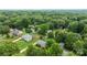 Wide aerial shot showcases a quiet neighborhood with lush landscapes, mature trees, and well-kept houses at 115 Fox Run Dr, Fort Mill, SC 29715