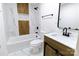 Beautiful bathroom features updated tile and modern vanity at 132 Kennedy Ave, Kannapolis, NC 28083