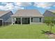 The backyard reveals a covered patio with outdoor seating and well-manicured lawn space at 3022 Trace Meadow Ct, York, SC 29745