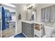 Bathroom featuring a vanity, mirror, and an organized walk-in closet at 5476 Twelve Oak Ln, Conover, NC 28613