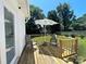 Enjoy outdoor living on this back deck with chairs and an umbrella in a fenced yard at 2174 Eastview Rd, Rock Hill, SC 29732