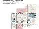 First-floor floor plan featuring a large living room, kitchen, dining room, and primary bedroom with ensuite at 2909 Arbor Knl, Concord, NC 28025