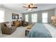 Spacious bedroom featuring a seating area, ceiling fan, and plenty of natural light from large windows at 298 Bridges Farm Rd, Mooresville, NC 28115