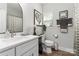 Cozy bathroom featuring modern fixtures, a clean design, and soft lighting that provides a relaxing experience at 7516 O'Hara St, Huntersville, NC 28078