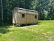 Shed on a grassy lawn providing extra storage space, supported by concrete blocks at 1010 Macarthur Rd, Albemarle, NC 28001