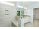 Modern bathroom featuring a glass-enclosed shower with built-in bench and sleek vanity at 1022 Kinship Dr # 118, Lancaster, SC 29720