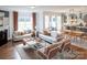 Spacious living room featuring hardwood floors, stylish sofas, and seamless flow to the kitchen at 1041 Waxhaw Crossing Dr # 058, Waxhaw, NC 28173