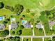 Aerial view of multiple houses with swimming pools, golf course, and lush green lawns showcasing community amenities at 132 Broadbill Dr, Mooresville, NC 28117