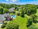 Beautiful aerial shot of houses with pools and lush landscaping, highlighting backyard and neighborhood features at 132 Broadbill Dr, Mooresville, NC 28117