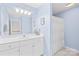 Clean bathroom with a shower, vanity, sink, and ample counter space at 132 Broadbill Dr, Mooresville, NC 28117