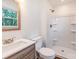 Bright bathroom with single sink vanity and a shower at 155 Mcallister Rd, Statesville, NC 28625