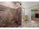 Updated bathroom featuring tiled shower with large tile and dual shower heads at 1687 Sierra Rd, York, SC 29745