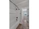 Neutral bathroom with walk in shower with glass, and views into adjoining bedroom at 2145 Jack Wilson Rd, Shelby, NC 28150
