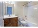 Clean bathroom with a vanity, toilet, and shower-tub combination at 2785 Clover Nw Rd, Concord, NC 28027