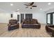Spacious living room with recessed lighting, neutral walls and wood flooring at 430 Edgegreen Dr, Charlotte, NC 28217