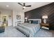 Bedroom featuring a stylish accent wall, contemporary furniture, and a ceiling fan at 460 E 33Rd St, Charlotte, NC 28205