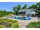 Inviting backyard pool with lounge chairs, outdoor kitchen, and a spacious patio at 711 Yadkin St, Albemarle, NC 28001