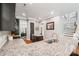 Open kitchen with stainless appliances, granite countertops, a kitchen island and view of dining area and stairs at 739 Terrace Park, Rock Hill, SC 29730