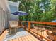 Enjoy outdoor living on this wood deck with an umbrella, a table and a chairs at 1711 Apple Tree Ln # 28, Fort Mill, SC 29715