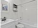 Bathroom featuring single vanity, commode and bath with shower at 3535 Selwyn Farms Ln, Charlotte, NC 28209
