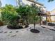 Backyard features a patio area with mature trees, a deck, and a pea gravel area for outdoor enjoyment at 6311 Red Maple Dr, Charlotte, NC 28277