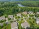 Aerial view of elegant homes nestled amongst lush greenery in a lakeside community at 6326 Jepson Ct, Charlotte, NC 28214