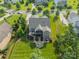 Aerial view of backyard featuring mature trees, outdoor seating and fire pit at 6326 Jepson Ct, Charlotte, NC 28214
