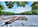 Picturesque view of a wooden dock extending into the lake, ideal for boating and recreation at 6326 Jepson Ct, Charlotte, NC 28214