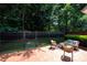 Outdoor patio space with a brick floor, seating and wrought iron fence at 7554 Bluestar Ln, Charlotte, NC 28226