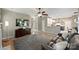 Open concept living room and kitchen with modern finishes and hardwood floors at 8417 Hirsch Dr, Charlotte, NC 28277
