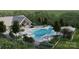 Aerial view of the community pool with ample lounge chairs and manicured landscaping at 9520 Coast Laurel Nw Ave, Concord, NC 28027