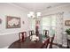Bright dining room with dark wood table, neutral walls, and patterned curtains that create an inviting atmosphere at 1304 Hammond Dr, Matthews, NC 28104