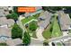 Aerial view of home featuring a backyard pergola and detached garage at 17711 North Shore Cir, Cornelius, NC 28031
