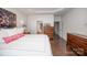 This bedroom has a tray ceiling and en-suite bathroom at 18439 Victoria Bay Dr, Cornelius, NC 28031