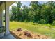 Backyard view featuring verdant landscaping and flower beds adding natural beauty to the outdoor space at 2407 Baxter Se Pl, Concord, NC 28025