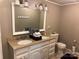Bathroom featuring a dual sink vanity with granite countertops and white cabinets at 2721 Nance Cove Rd, Charlotte, NC 28214